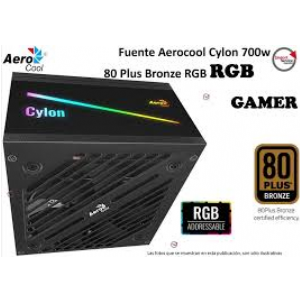 FUENTE ATX 700W AEROCOOL CYCLON RGB 80 PLUS BRONZE