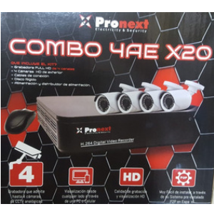CCTV KIT DE SEGURIDAD PRONEXT 4 CAMARAS 4AEX20