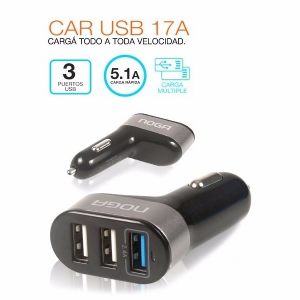 CARGADOR 12V USB 3 PUERTOS NOGA CAR USB 17A